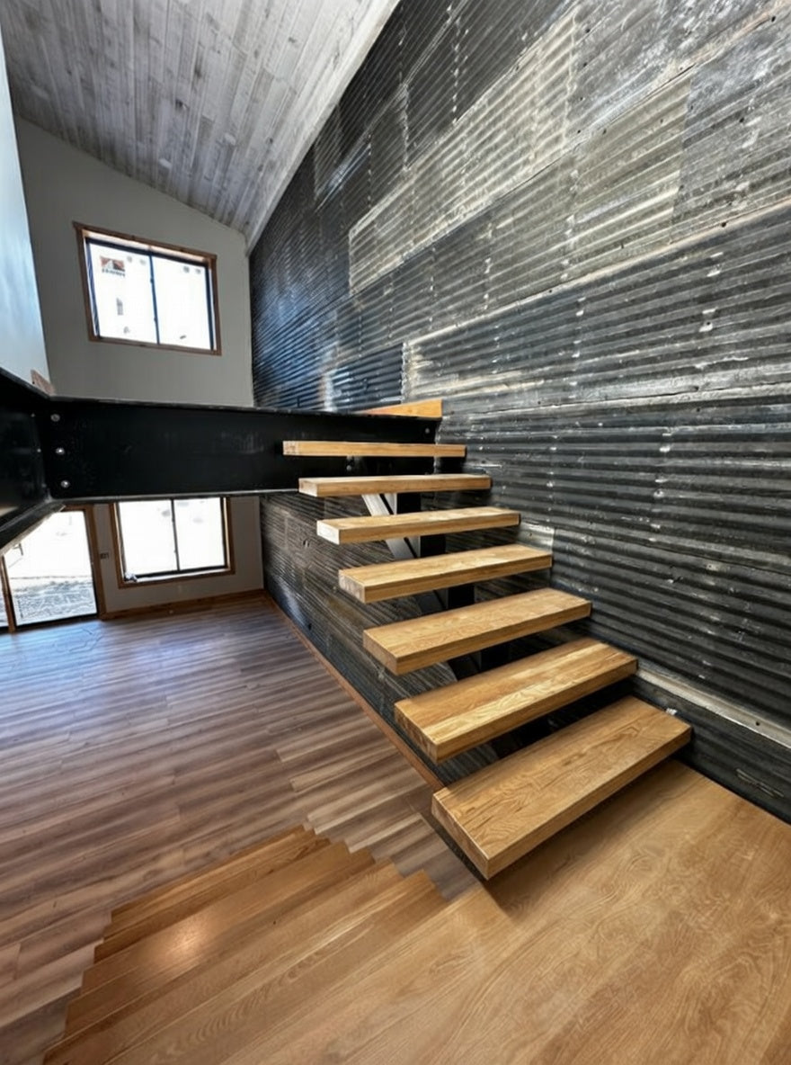 Thick Floating Stair Treads with One Week Lead Time