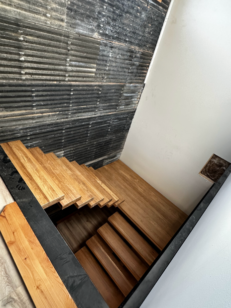 3 1/2" Thick Floating Stair Landings with One Week Lead Time in White Oak